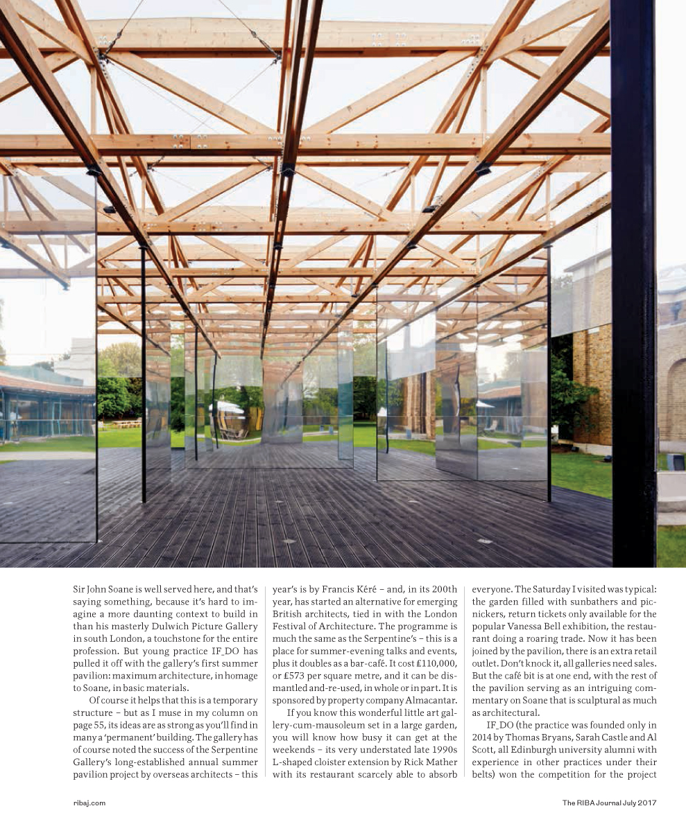 lightweight timber roof pavilion competition winner dulwich
